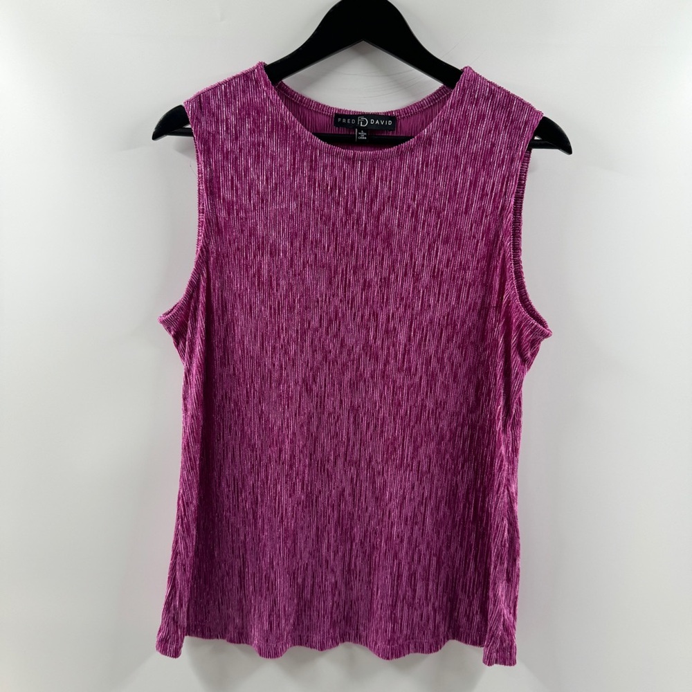Fred David Purple Heathered Metallic Tank Top Womens Size Large Loose Fit